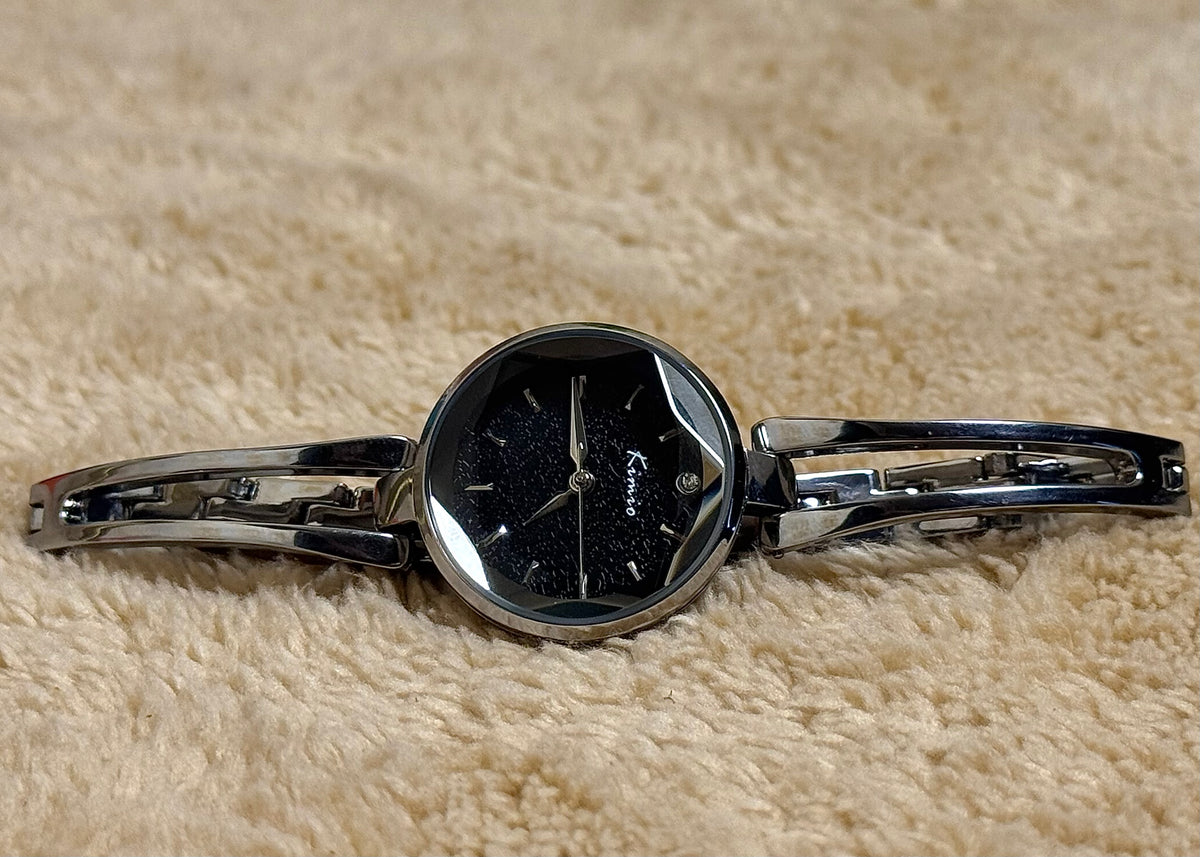 Kimio Silver Crystal Heart Bracelet Watch