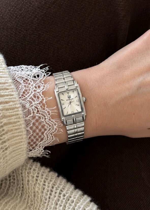 Solid Silver Rectangle Chain Watch