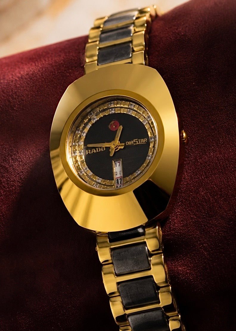 Vintage Style Gold Watch with Grey Ceramic Bracelet