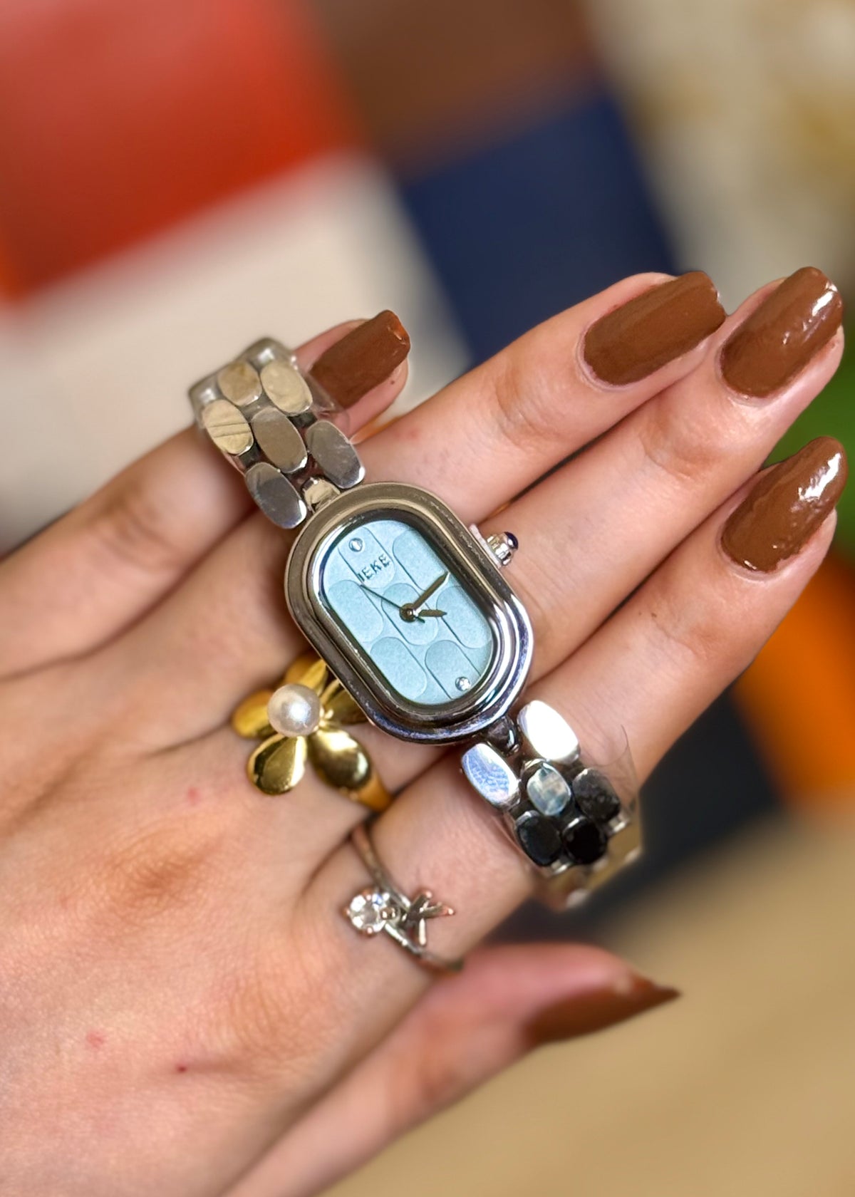 Luna Charm Ice Blue Link Bracelet Watch