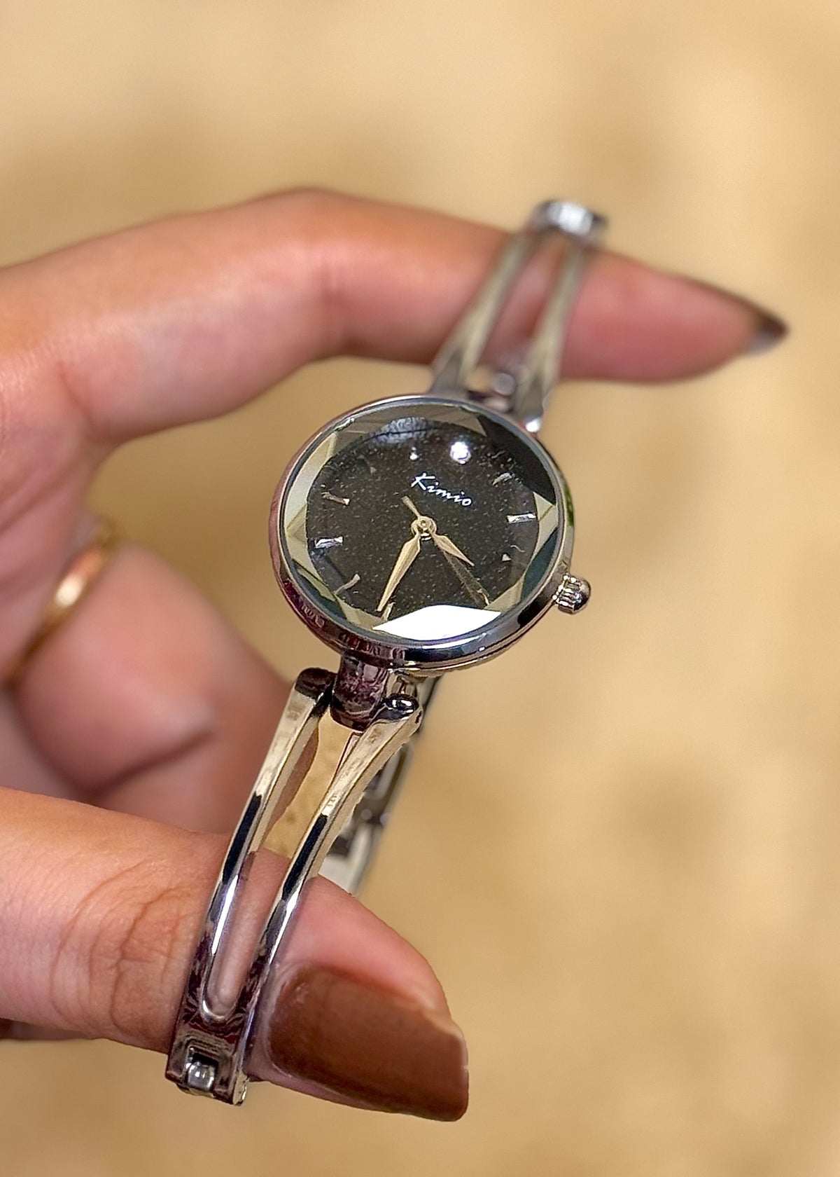 Kimio Silver Crystal Heart Bracelet Watch