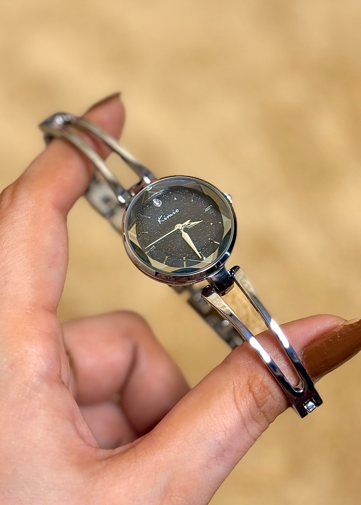 Kimio Silver Crystal Heart Bracelet Watch