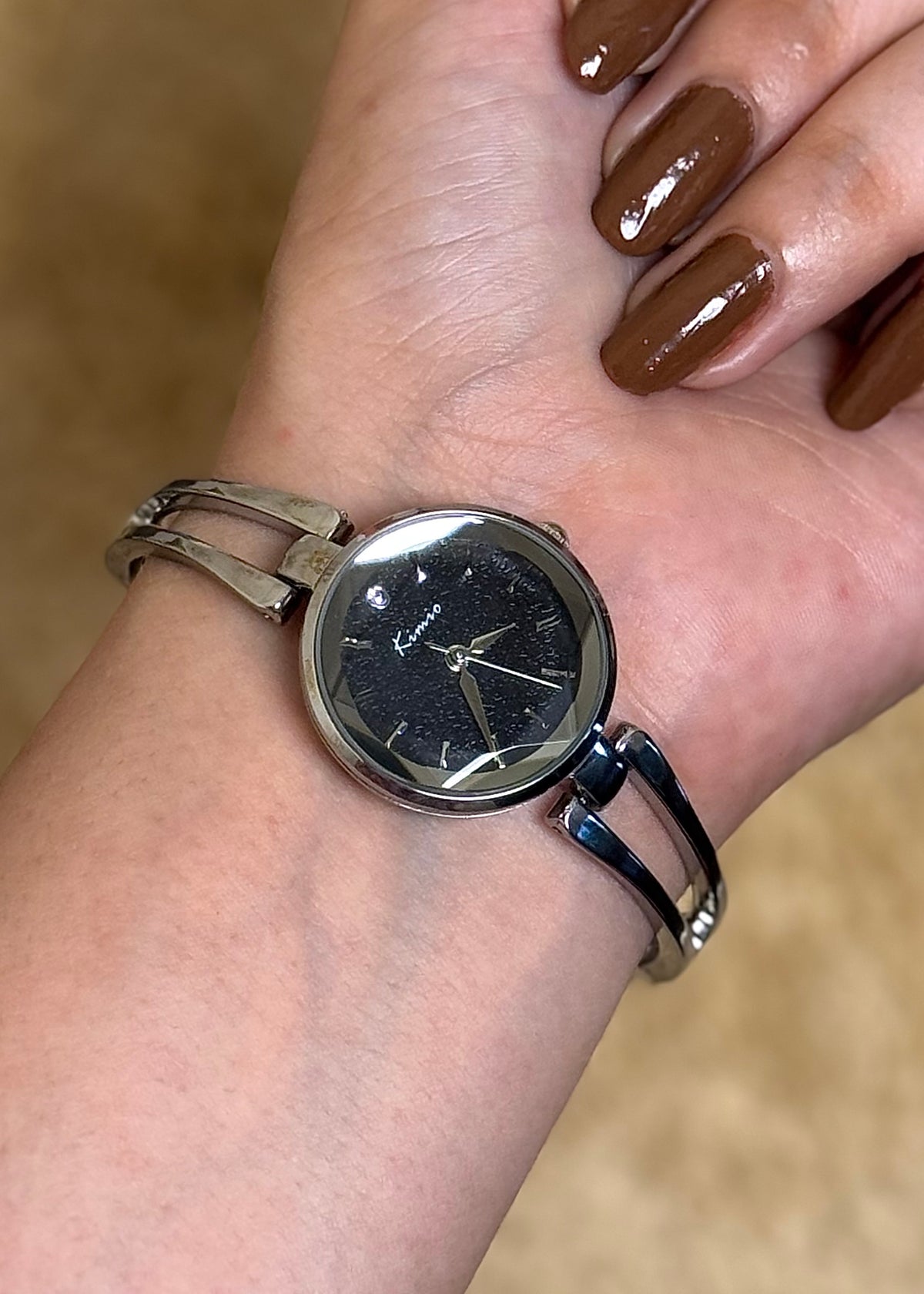 Kimio Silver Crystal Heart Bracelet Watch