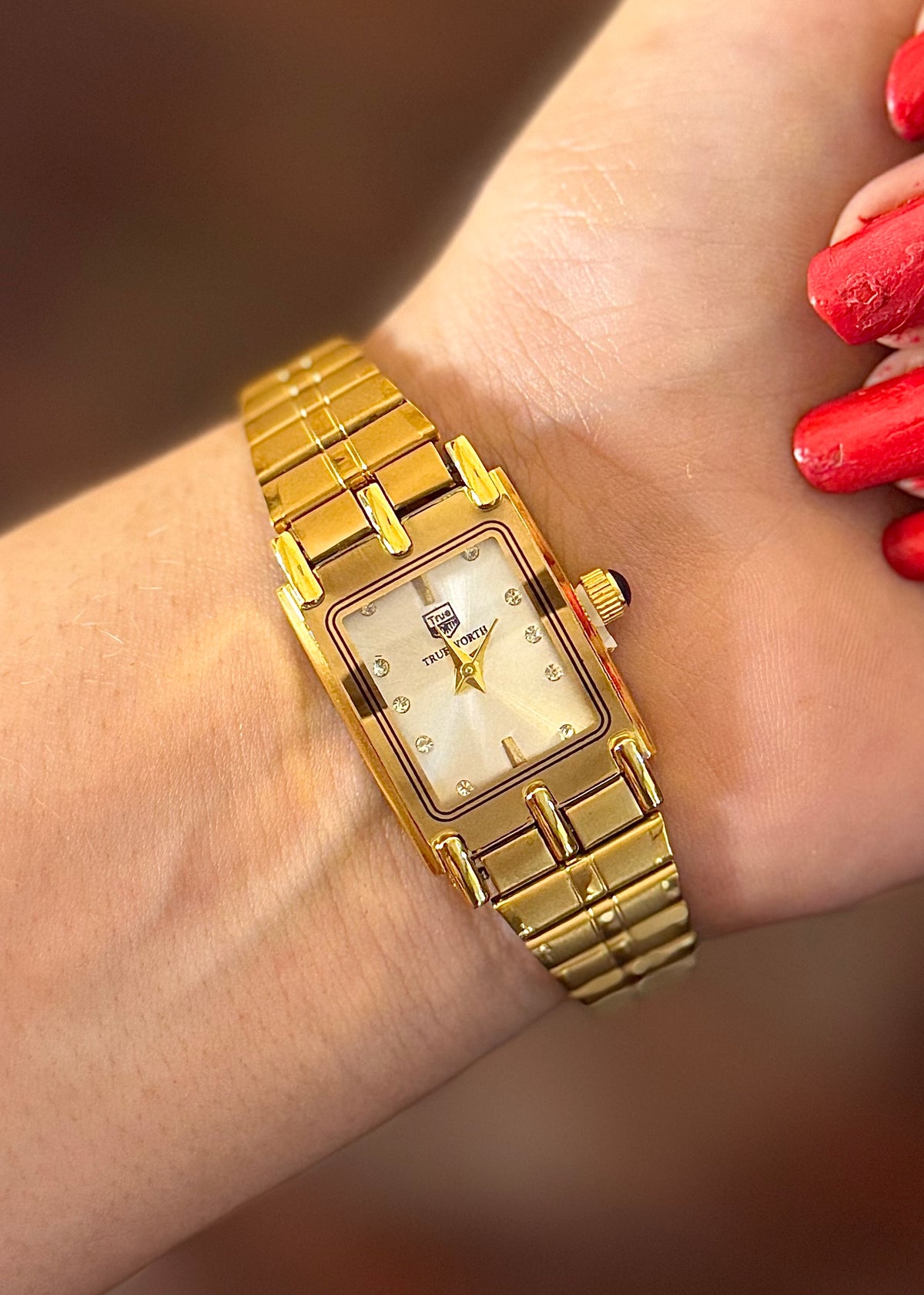 Solid Gold Rectangle Chain Watch