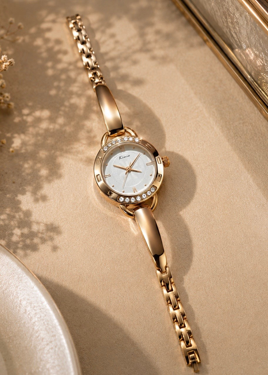 Kimio Ivy Shampain Gold Bezel Watch
