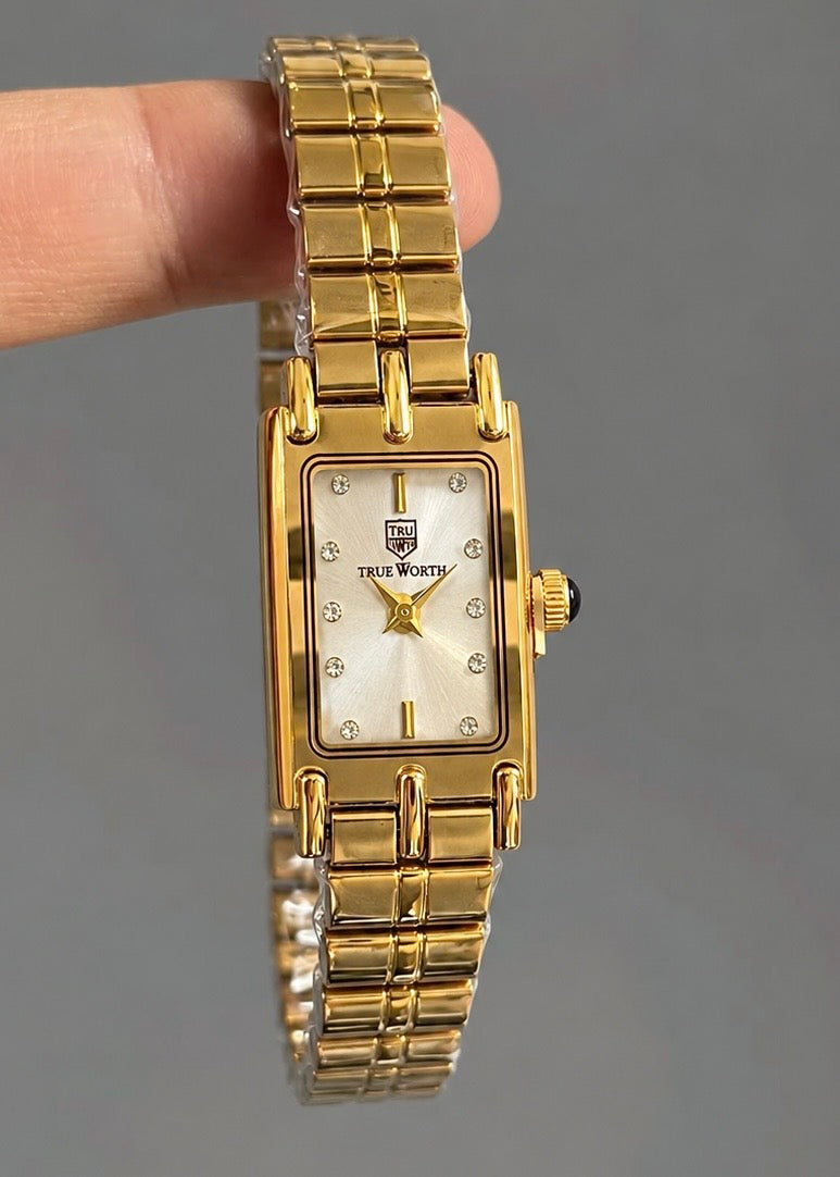 Solid Gold Rectangle Chain Watch