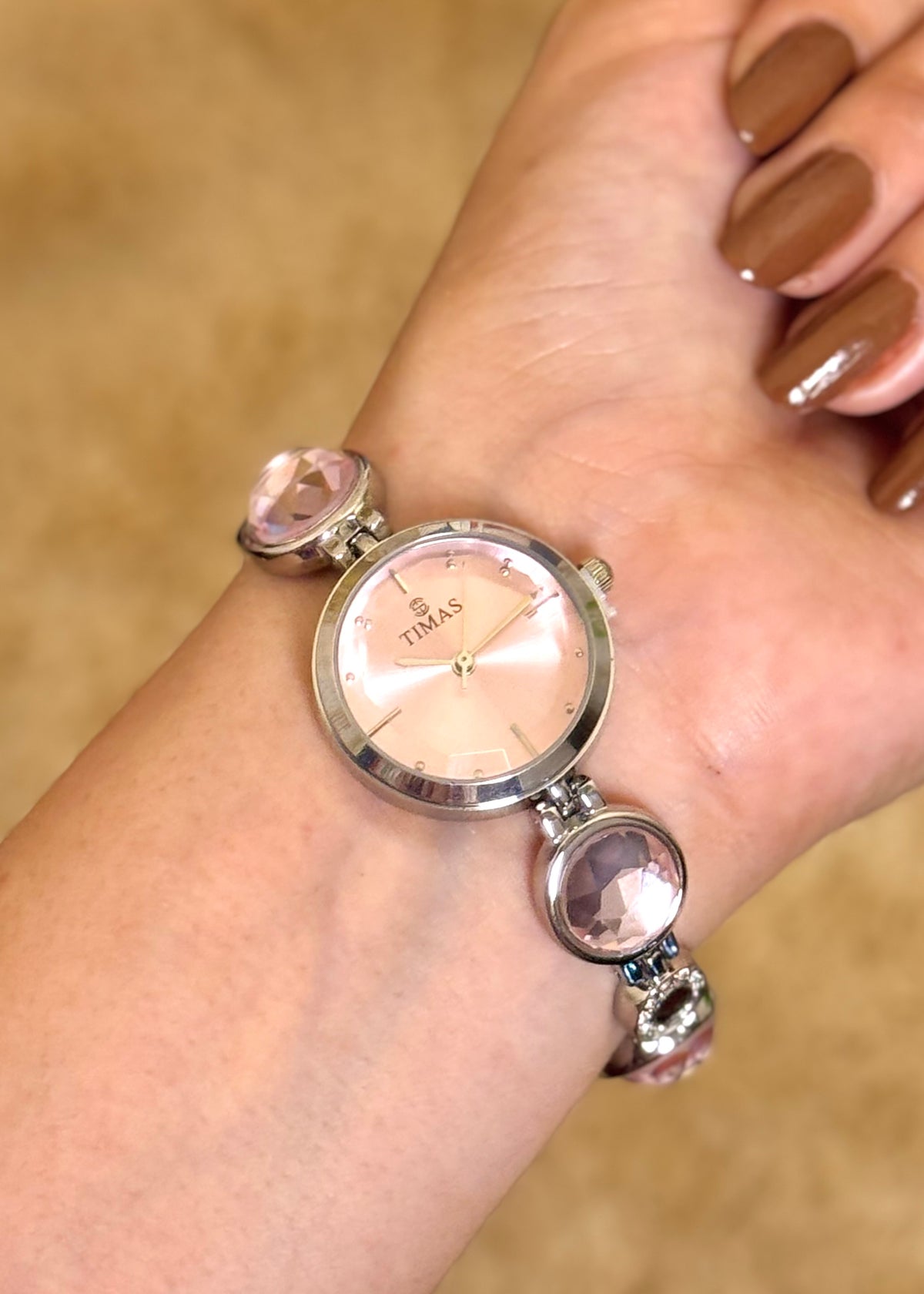 Pink Gems Crystal Bracelet Watch