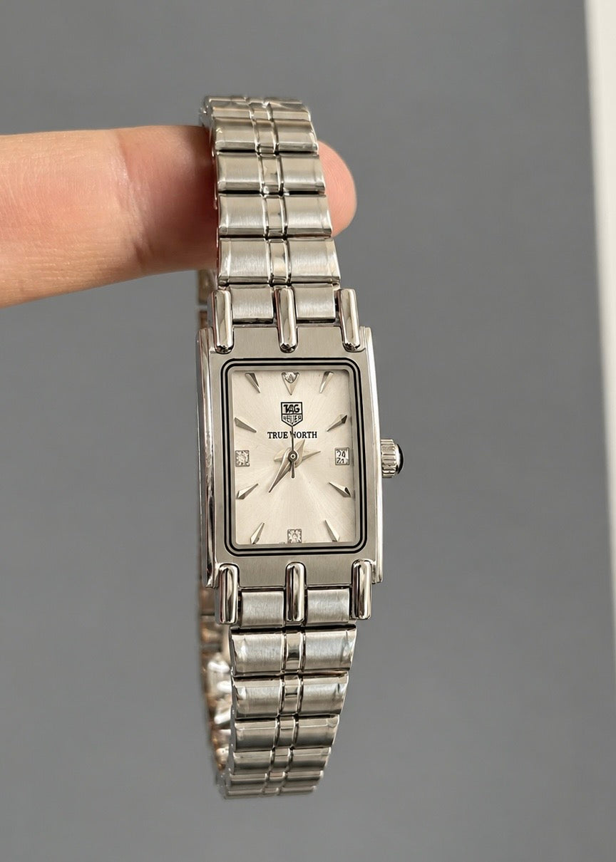 Solid Silver Rectangle Chain Watch