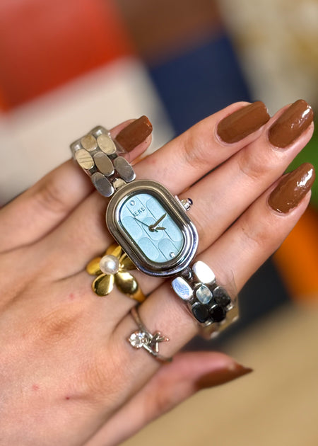 Luna Charm Ice Blue Link Bracelet Watch