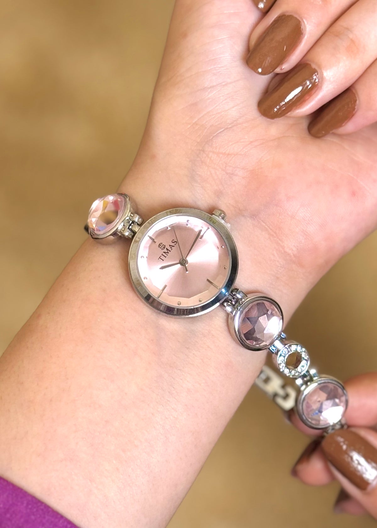 Pink Gems Crystal Bracelet Watch