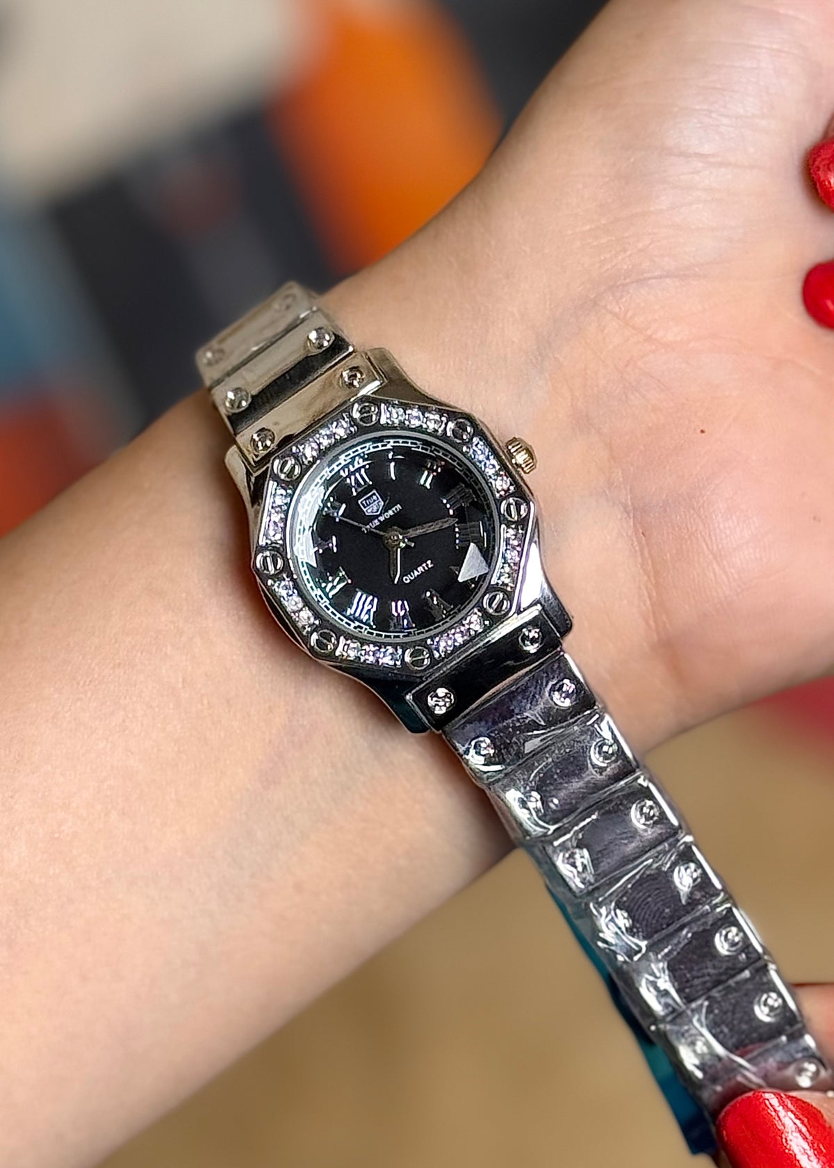 Black Noir Crystal Octagon Women's Watch