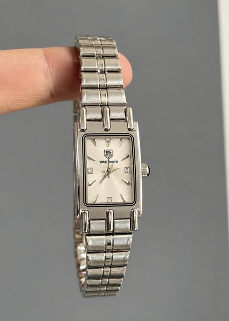 Solid Silver Rectangle Chain Watch